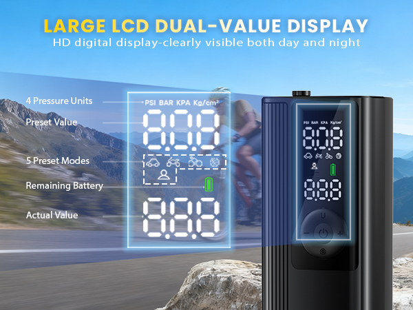 air bump for car tires LCD display tire pressure gauge