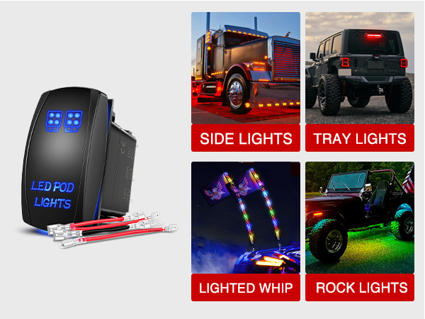 LED Pod Lights Rocker Switch