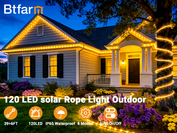 120LED solar rope lights