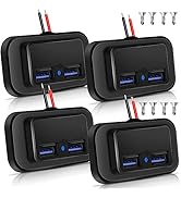 4PCS 12V/24V RV USB Outlet Wall Mount, Dual Quick Charge USB-A Multi Port Panel Mount Automotive ...