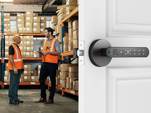 wifi door lock with handle round black