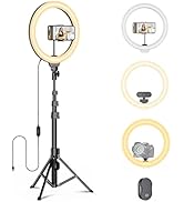 Fugetek 12" Selfie Ring Light with 68" Aluminum Tripod Stand, Bluetooth Remote, Extendable, for V...