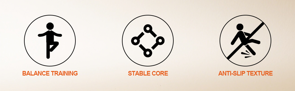 Balance training, core stability, slip-resistant texture