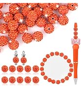 Clay Rhinestone Beads for Crafting, 10MM Orange Round Shamballa Disco Ball Beads for Pens Making,...