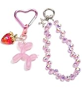 Bag Charms Balloon Dog Keychains for Women Cute Bling Keychain Wristlet, Girly Key Chain Accessor...