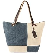 KomalC Tote Bag for Women, Stylish Two-Tone jute &amp; premium leather bag, Ideal for Daily Use, Eco-...