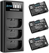 Artman LP-E6N LP-E6 Battery 3-Pack 2750mAh and 3-Slot LCD Charger for EOS R R5 R6 R7, R5 C, R6 Ma...