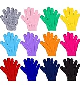 12 Pairs Kids Winter Gloves Toddler Full Fingers Knit Gloves Children Stretchy Warm Gloves Bulk f...