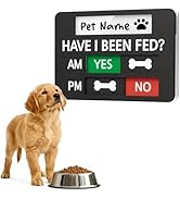 Pet Feeding Reminder Magnet Sign with Built-in DIY Name Slot, Feed Daily AM/PM Tracker for Dog Ca...