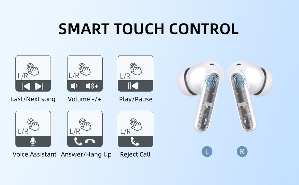 METTOMUS Translucent Wireless Earbuds with Cool Case