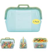 Fast Magnetic Seal Reusable Silicone Food Storage Bag, 68 oz, NUZEAK | Stand-up Freezer Bag, Easy...