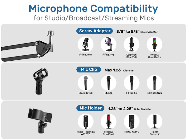 Microphone Compatibility-for Studio/Broadcast/Streaming Mics