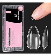 Beetles Gel Nail Tips 576Pcs Extra Short Almond Fake Nails Etch-X Half Matte Press on Nail Tips F...