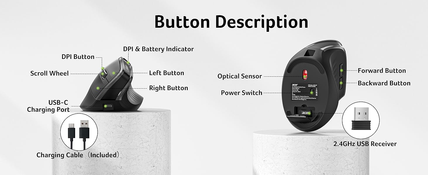 rechargeable vertical mouse