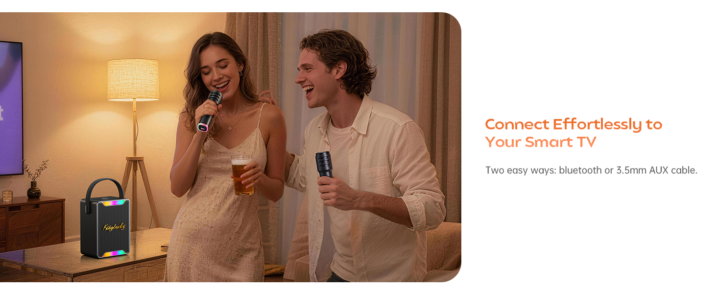 Karaoke Machine for Kids and Adults, Portable Karaoke Machine with 2 Wireless Microphones