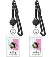 Uniclife 2 Pack Retractable Adjustable Lanyards Flat Neck Lanyards with Retractable Badge Reels Q...