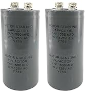 CD60 Capacitors 500uF 500MFD 125VAC (2-Pack) for Air Conditioning Units, Compressors, Pumps, HVAC...