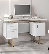 Techni Mobili Storage Drawers and Cabinet 51.25” W-Modern Office Large Floating Desktop Surface D...