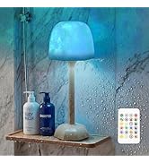 RICHMYC Waterproof Shower Lamp, Bathroom Lamp with 16 Color Ocean Wave Projector, Rechargeable Sh...