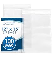 Spartan Industrial - 12" X 15" (100 Count) 2 Mil Clear Reclosable Zip Plastic Poly Bags with Rese...