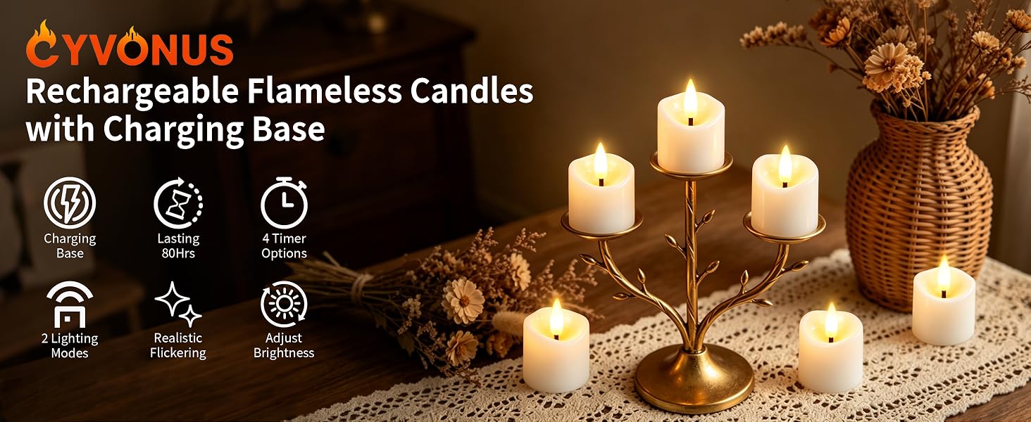 Rechargeable Candles with Charging Base
