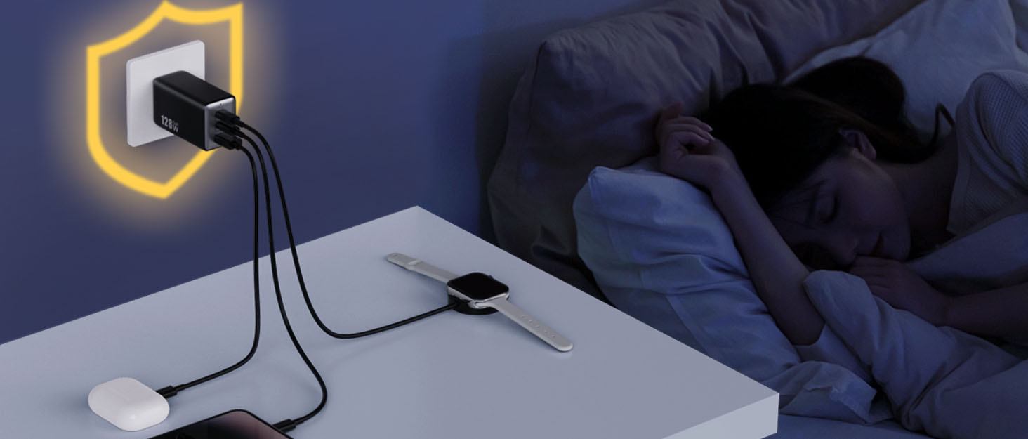 128W USB C Wall Charger,Fast Charging Station Foldable Charger Block Portable 65W Laptop Adapter