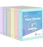 SUNEE 1 Inch Binders 3 Ring 6 Pack, Clear View Three Ring Binders PVC-Free (Fit 8.5x11 Inches) fo...