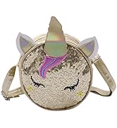Amamcy Little Girls Unicorn Sequin Glitter Crossbody Shoulder Purse Handbag Women Satchel Tote Mi...