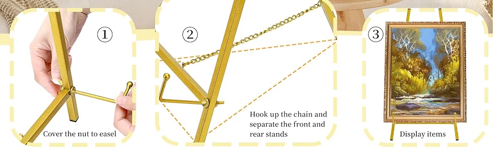 Gold Metal Easel Stand