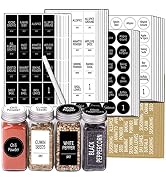 SWOMMOLY 892 Spice Jar Labels in 5 Different Types of Spice Labels with Chalk Marker Set.800 Prin...