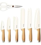 Hancorys Knives Set for Kitchen, 13 Pieces Knives Set with Nonstick Ceramic Anti-Rust Coating, Ch...