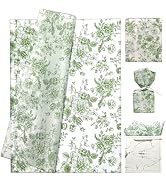 LIAPAWPAW Green Floral Tissue Paper Bulk, Vintage Botanical Flower Gift Wrapping Tissue Paper for...