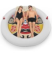 Sunikko X 73"x73" Inflatable Tanning Pool Floats Lounger Bed for Adults, Lucky Design XL Round Bl...
