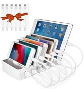 Chargeknight Fast Charging Station for Multiple Devices,50W 6 USB Ports Family Charger Compatible...