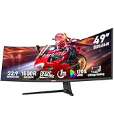 Gawfolk 49 inch Ultra-Wide Curved 1500R Gaming Computer Monitor, DQHD(5120×1440), 240Hz, 1MS, Fre...