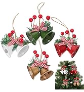 iplusmile 4Pcs Christmas Bells Ornaments, Xmas Tree Hanging Decorations, Metal Jingle Bells Penda...