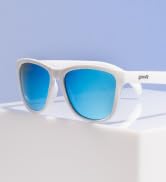 Goodr Iced by Yetis Sunglasses, White Frame, Glare Reducing Blue Polarized Mirrored Reflective Lens