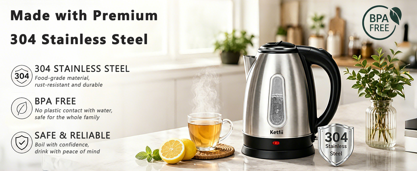 Auto Shut Off, Boil-Dry Protection with LED Ligh