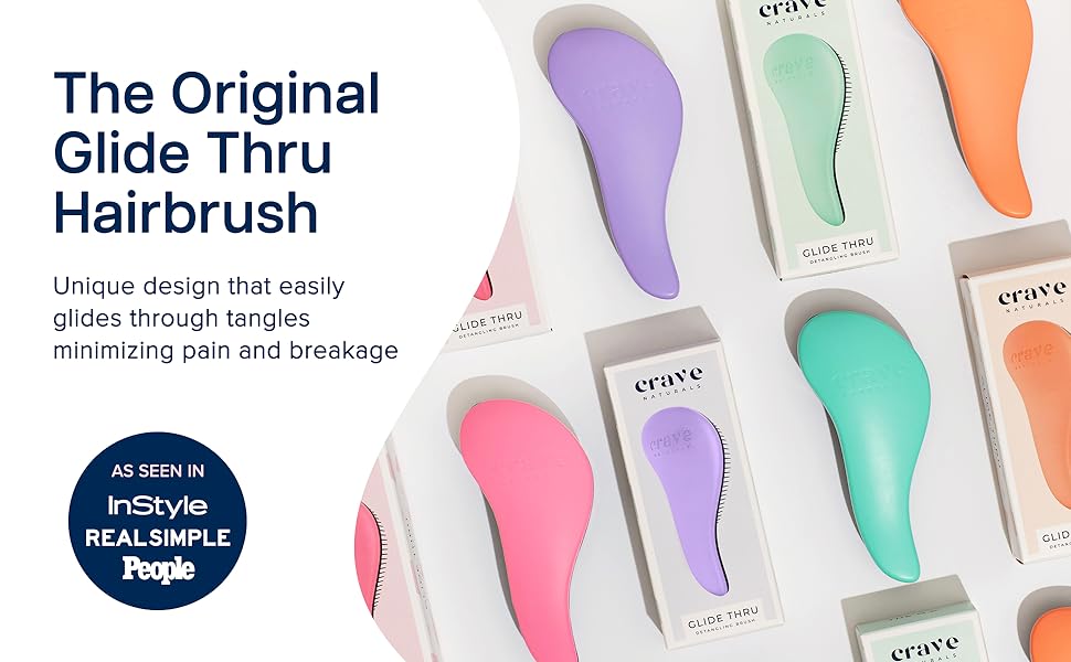 Crave Naturals Glide Thru Detangling Hair Brushes for Adults &amp; Kids Hair