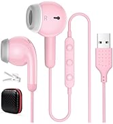USB Earbuds for PC,Headphones with Microphone for Computer,Wired USB Headset with Mic Audio Contr...