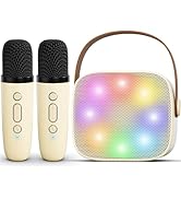 Mini Karaoke Machine for Kids Adults, Portable Bluetooth Karaoke Speaker with 2 Wireless Micropho...