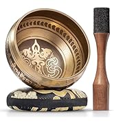 Tibetan Singing Bowl Set – Authentic Hand-Tuned Sound Bowl for Meditation – Complete Meditation B...