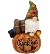 KnomeKo Fall Pumpkin Decor, Thanksgiving Gnome Figurines Fall Gnomes Statue Resin Pumpkin Gnome f...