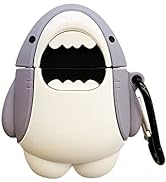ZOSTLAND Cute Shark Wireless Earphone Case,Thick Soft Portable Silicone Shockproof Skin Cover Sto...