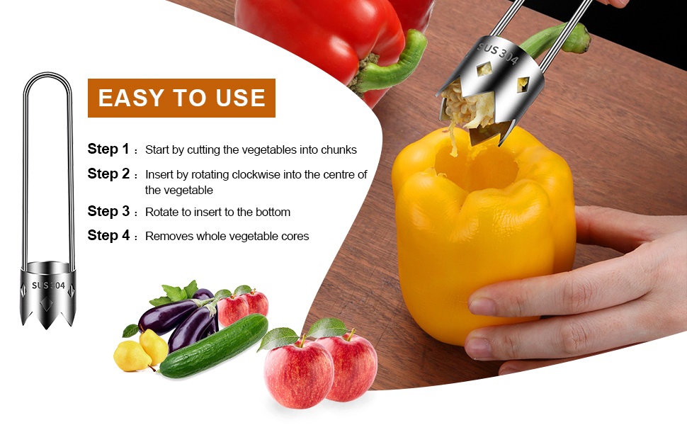 Red bell pepper seed corer