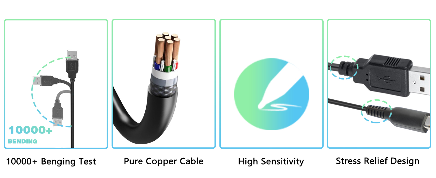 Bendability, copper wire internal material, high sensitivity, anti-break wire design