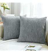 decorUhome Decorative Throw Pillow Covers 18x18 Set of 2, Farmhouse Textured Chenille Square Pill...