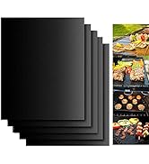 Dailyart Grill Mats for Outdoor Grill, Grill Mats Non Stick Set of 5 BBQ Grill Mat Baking Mats Te...
