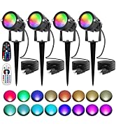 Halloween Decoration Outdoor: Spotlight RGBW with Remote Control 16 Color Changing Landscape Ligh...