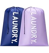2 Pack XL Travel Laundry Bag, Machine Washable Dirty Clothes Organizer with Drawstring,Large Enou...